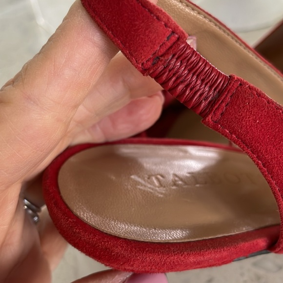 Peep Toe sling back pumps red suede leather 8.5 Medium - Picture 10 of 15